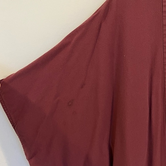 Aritzia Aitken Blouse Kimono Open Front Rayon Layering Top Red Azure Skies - Picture 5 of 13